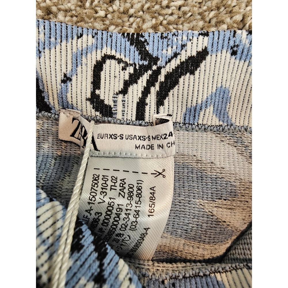 Zara Limitless Contour Blue Marble Swirl Ribbed Knit Midi Dress XS-S - Picture 13 of 13